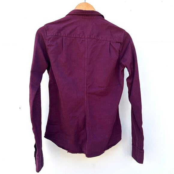 Frank & Eileen Barry Fitted Famous Denim Button Down Shirt XS Dark Purple - Picture 3 of 6